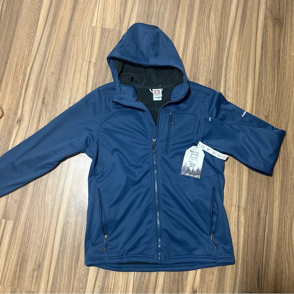 Men’s Avalanche Weather Shield hooded Soft Shell Jacket Blue Size Small